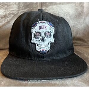 Mitchell & Ness Black NBA Brooklyn Nets Snapback Vintage Hate Skull